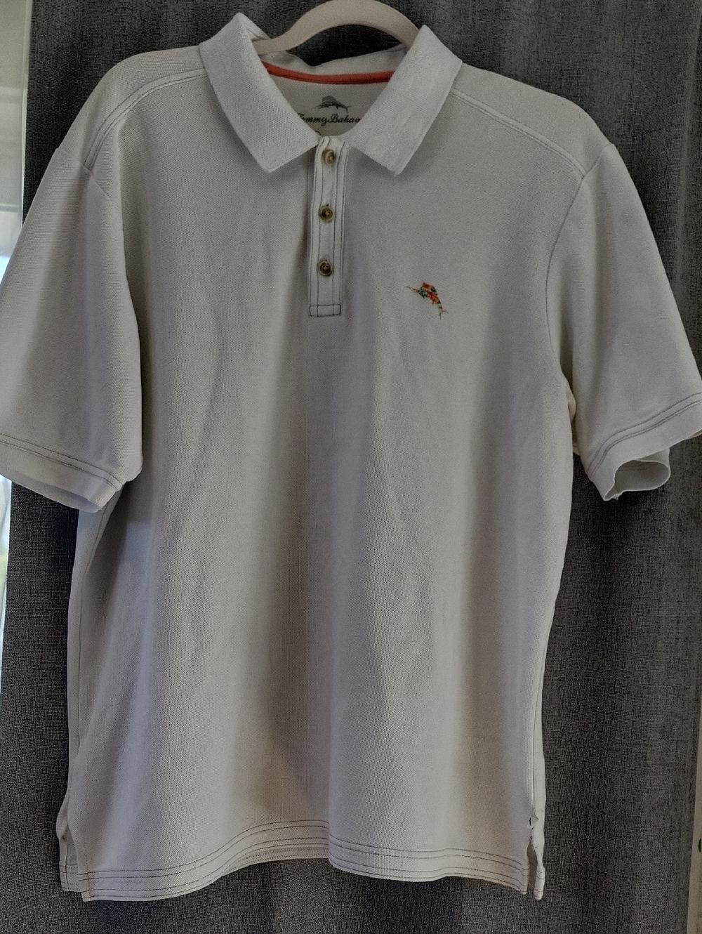 Tommy Bahama Men's White Polo with Small Embroidered Marlin